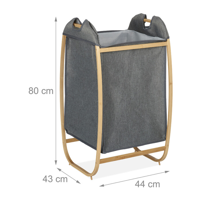 Relaxdays Gray Laundry Basket with Bamboo Frame