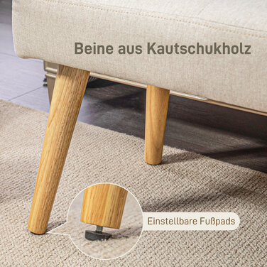 HOMCOM Bench, Upholstered Bench with Linen Look, Button Tufting, Bed Bench with Wooden Legs for Bedroom, Living Room, Hallway, 120 x 41 x 43 cm, Cream | Aosom