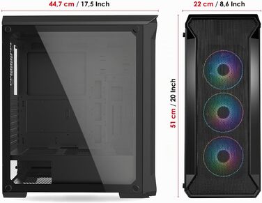 Ігровий корпус для ПК Empire Gaming Darkwitcher ATX, ARGB, металева сітка, загартоване скло, 4 PWM вентилятори 120мм, чорний