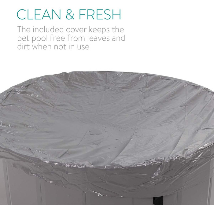 Navaris Dog Pool Splash Pool Foldable - Dog Pool made of Plastic - Agility Dog Toy - Dog Swimming Pool - Grey Petrol - Various Sizes