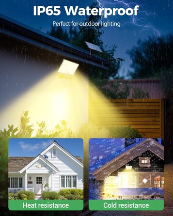 LOTMOS 2 Pack Solar Lights for Outdoor with Motion Sensor, 342 LED Outdoor Light Solar IP65 Waterproof Solar Spotlight 3 Modes with Remote Control, Solar Lamp Outdoor for Garden Garage Exterior (Warm White, 4 Pack)