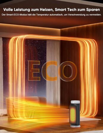 Електричний обігрівач PTC 1800W з пульт дистанційного керування, портативний нагрівач для дому та офісу, керамічний обігрівач з осциляцією 75°, таймером 24 години, 5 режимів, срігано-сірий колір