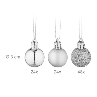 Relaxdays Set of 96 Christmas Baubles