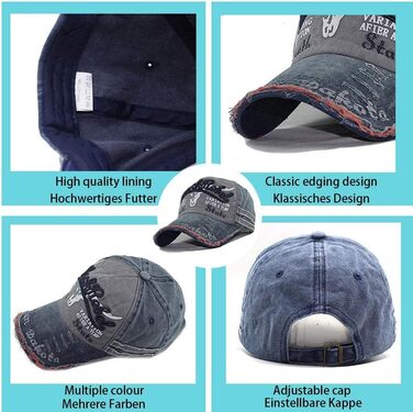 Кепка бейсболка для чоловіків та жінок, вінтажна бейсболка, кепка бейсболка, для відпочинку на природі, регульована, ретро, універсальний розмір, колір: чорний