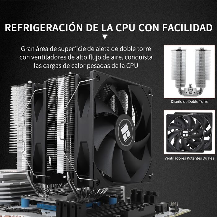 Thermalright Phantom Spirit 120 SE: Повітряний кулер для CPU з 7 heatpipes, 120mm вентилятором, технологією AGHP 4.0 та S-FDB підшипником. Сумісний з AMD AM4/AM5 та Intel 1700/1150/1151/1200 сокетами.