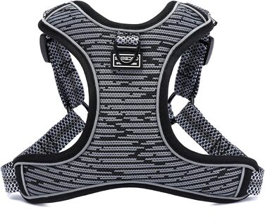 Нашийник для собак середніх та маленьких порід, цуценят, анти-тяга, безпечний, світловідбиваючий, м'який, регульований (Сірий)