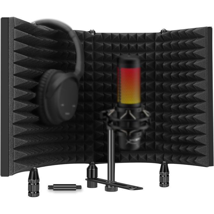 Акустичний ізоляційний екран для мікрофона AOKEO AO-504, поп-фільтр та звукопоглинаючий щит (регульований)