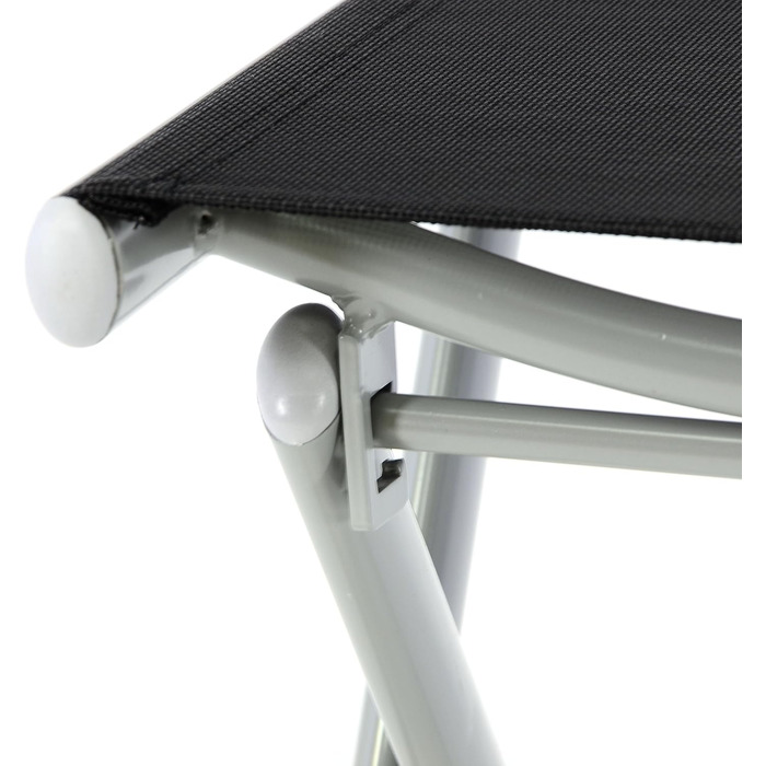 Складаний табурет Nexos для кемпінгу та відпочинку на балконі/терасі. Алюмінієва рама, сидіння з Textilene, чорне порошкове покриття, сірий колір, висота 42 см