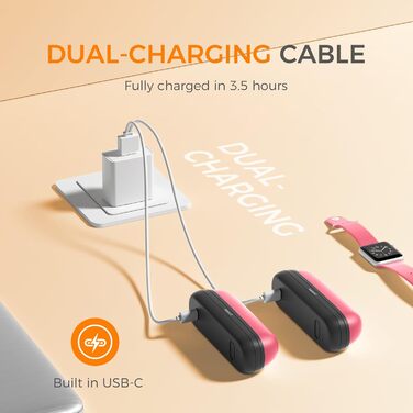 Ручний обігрівач OCOOPA UT2S Mini, 5200mAh, 2 шт., Магнітний, Електричний, Перезарядний, для кемпінгу та активного відпочинку, подарунок для жінок та чоловіків (чорний, рожевий)