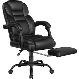 Ергономічне крісло Yaheetech для офісу, керівника з підставкою для ніг, регульовані підлокітники, комп'ютерне крісло з високою спинкою, чорне