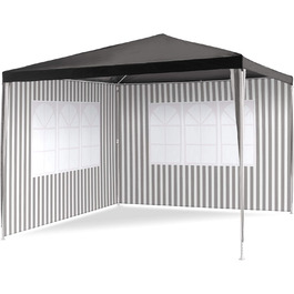 PE Pavilion Party Tent with 2 Side Panels for Garden, Terrace, Market, Camping, Festival as Shelter and Canopy, Waterproof 3 x 3 m (Anthracite)
