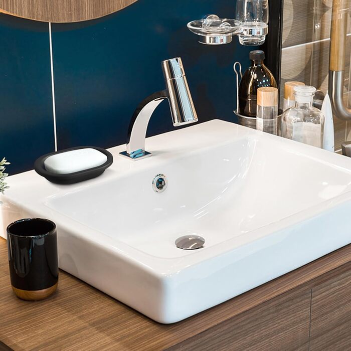 Набір з 2 мисок для мила AstraLoom, двошарові, пластикові, самозливні та з антипригарним покриттям - для ванної/кухні/губки (Чорний)