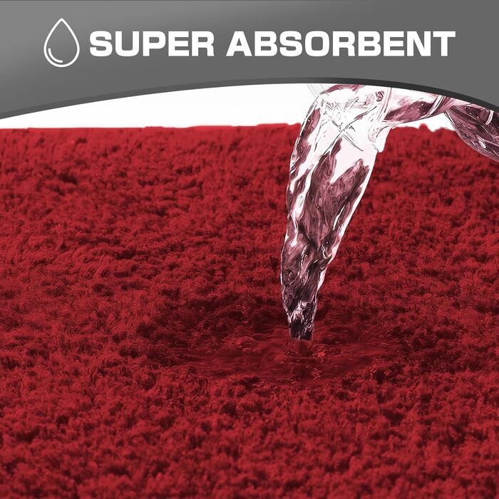 Килимок для ванної кімнати Wyewye з мікрофібри, 40x60 см, 60x90 см, червоний, супер вбираючий