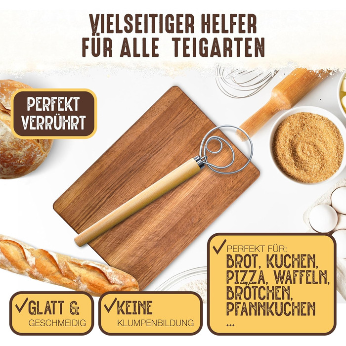 Датський віск для тіста: ідеальний тісто для випічки - високоякісний віск для тіста як аксесуар для випічки хліба - мішалка для тіста, тістоміс, датський віск як аксесуар для випічки хліба