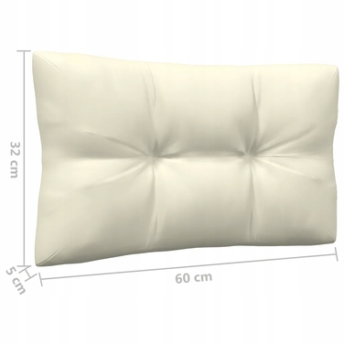 Кутовий садовий диван із кремовими подушками, розміри 63,5 x 63,5 x 62,5 см