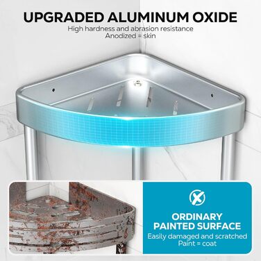 Поличка для душу Nieifi без свердління, кутова, з нержавіючої сталі, 4 яруси, чорна, для ванної кімнати та душу