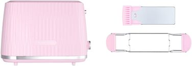 Тостер Russell Hobbs Eden з 2-ма відділеннями, 6 рівнів підсмажування, підігрів, розморожування, стоп-функція, крихтозбірник, підставка для бургерів, 27374-56 (полуниця)