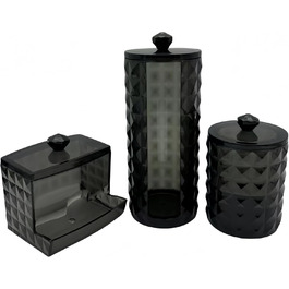Набір для зберігання ватних дисків та паличок, чорний, для туалетного столика, ванної кімнати, спальні