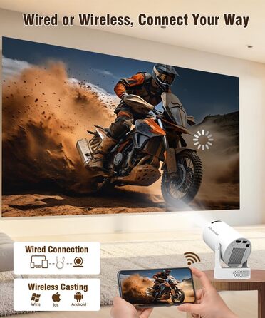 Проектор 4K Mini Android 11.0 5G WiFi 6 BT 5.0 з автокоррекцією трапецеїдальних спотворень та динаміком 5W. Підтримка 4K, 1080P Full HD, WiFi 6, Bluetooth 5.0, Android 11.0.
