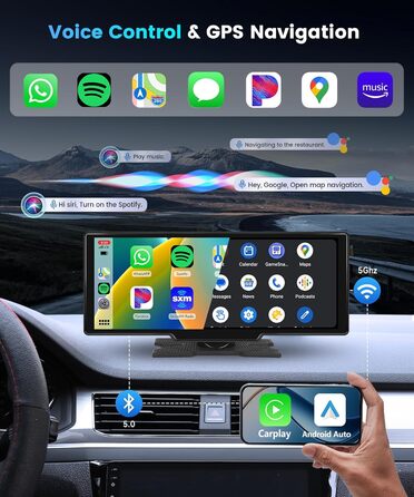 10,26-дюймовий автомобільний CarPlay/Android Auto радіоприймач з IPS-екраном, Bluetooth, навігацією, Mirror Link, підтримкою Siri/Google, TF/AUX-входом