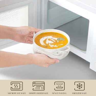 MALACASA Набір супових тарілок з ручками, 800 мл, порцеляна, 4 шт, серія Regular (сірий)