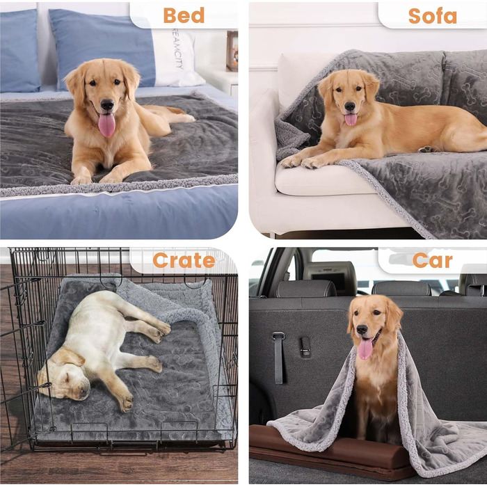 Водонепроникний коврик для собак PETTOM, 145 x 127 см, Sherpa Fleece, захист дивану, сірий