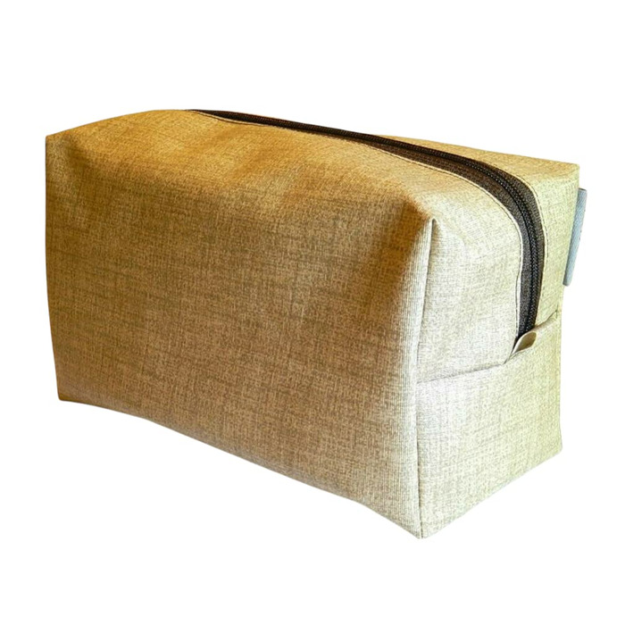 Canvas and Waxed Cotton Travel Bag - Wash Bag/Toilet Bag/Duffel Bag for Shampoo, Cosmetics, Toothbrush, Deodorant - BEIGE