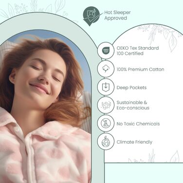 Набір постільної білизни Queen-Size Feather & Stitch: 3 предмети, 100% бавовна, щільність 500 TC, смугастий сатин, колір Blue Blush