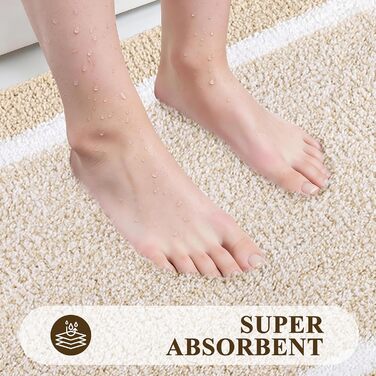 Килимок для ванної кімнати SHACOS: неслизький, м'який, швидковисихаючий, 50x80 см, бежевий