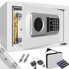 Сейф меблевий Deuba Tresor 31x20x20 см, сталеві ригелі, кодовий замок, LED-підсвітка, ключ, сріблястий