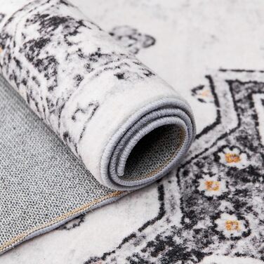 Килим LAIBEI для вітальні 200x300 см, сірий, короткий ворс, вінтажний орнамент, м'який, антиковзкий, праний, бохо стиль, для спальні та вітальні