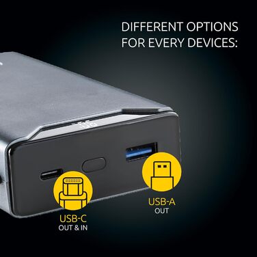 Powerbank Intenso F10000: акумулятор 10000mAh з PD 20W та QC 18W, USB-C та USB-A, жовтий