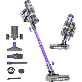 Бездротовий акумуляторний пилосос 580W з LED-дисплеєм, 55KPa, 75 хвилин роботи, об'єм контейнера 1,5л, для твердих підлог, килимів та шерсті тварин