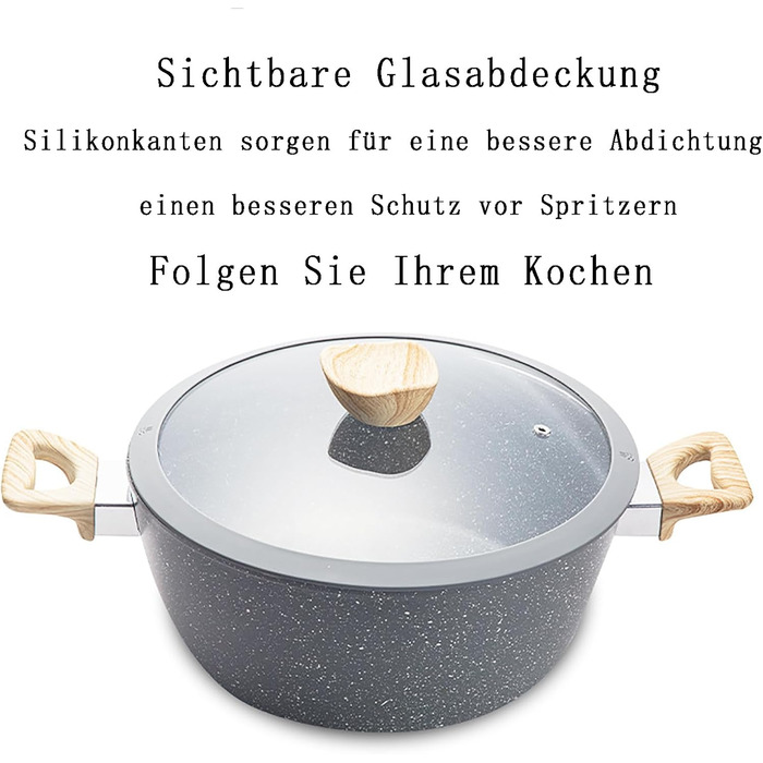 Набір каструль та сковорідок для індукційної плити: 12-ти частинний набір з гранітним антипригарним покриттям, без PFOA та PFOS, ідеальний для початківців та професійних кухарів (чорний)