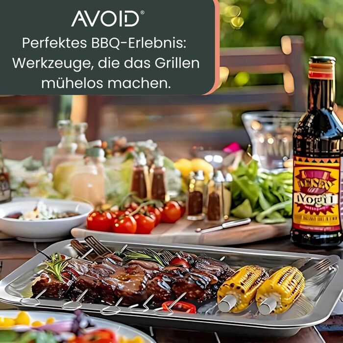 Набір для гриля AVOID - 28 предметів. Якісний набір аксесуарів для гриля з нержавіючої сталі. Ідеальний подарунок для чоловіків, татуся. Комплект для барбекю.