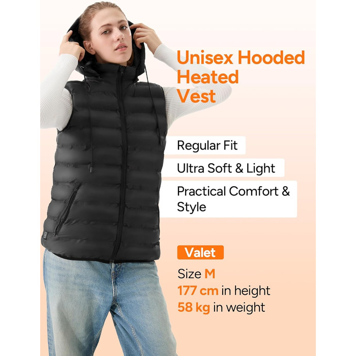 Обогрівальна жилетка Dr.Prepare для чоловіків та жінок, легка електрична жилетка з 3 рівнями нагріву, 10 зон нагріву, інтелектуальне керування кнопками, регульована жилетка для активного відпочинку, подорожей, спорту, чорна