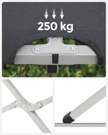 Кемпінгове ліжко SONGMICS, TÜV Rheinland, 210x72x45 см, чорне