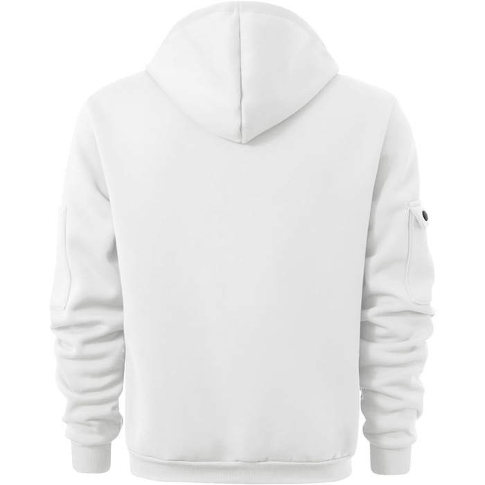 Світшот чоловічий з капюшоном на змійці, вінтажний, великий, з багатьма кишенями (3XL, #8white)