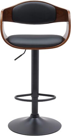 Kingston Adjustable Bar Stool with Premium Faux Leather Cushion - Walnut/Black