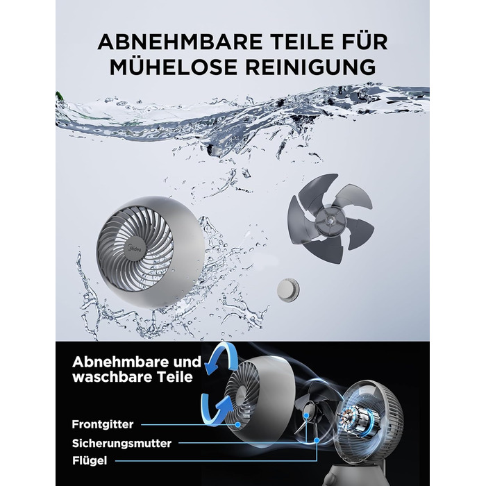 Вентилятор з циркуляцією повітря Midea MDF24JG – тихий, з автоматичним гойданням та регулюванням кута нахилу