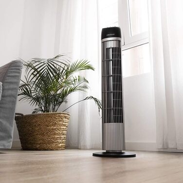 Вентилятор Cecotec Digitale Turm EnergySilence 890 Skyline, 50 Вт, 76 см, з таймером, пультом ДУ, мідний двигун, 3 швидкості, 3 режими, чорний