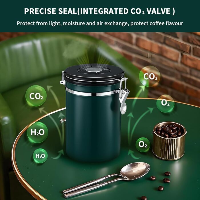 Металева кавова банка 1.8 л з датою та ложкою, для кави, горіхів, какао, чаю