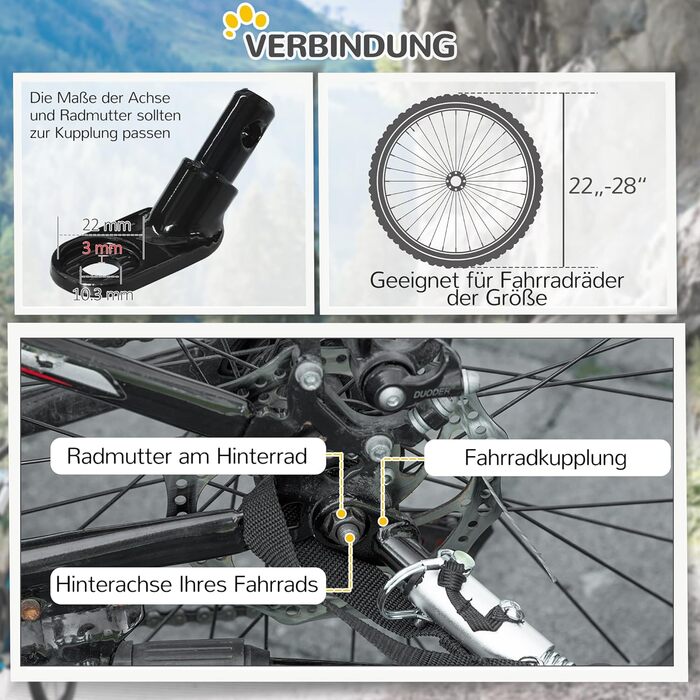 Причіп для собак PawHut, складаний велосипедний причіп для собак, чорний, 140 x 71 x 83 см