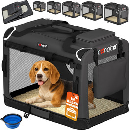Складана переносна переносна коробка для собак L 70x52x50 см, антрацит. Міцна, дихаюча, для автомобіля, переноска для тварин