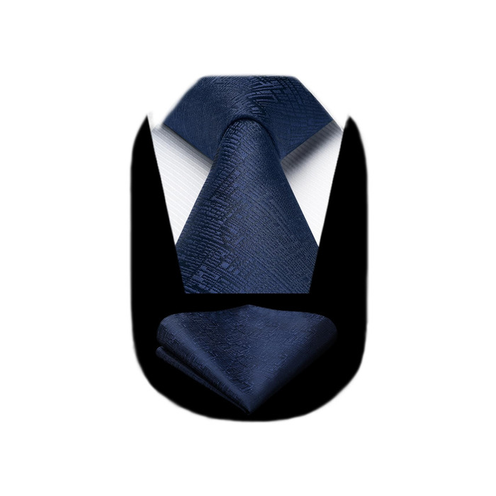 Краватка Hisdern для чоловіків однотонна формальна краватка з нагрудником, комплект, класичний дизайн, для весілля, діловий стиль, вечірка (Темно-синій)