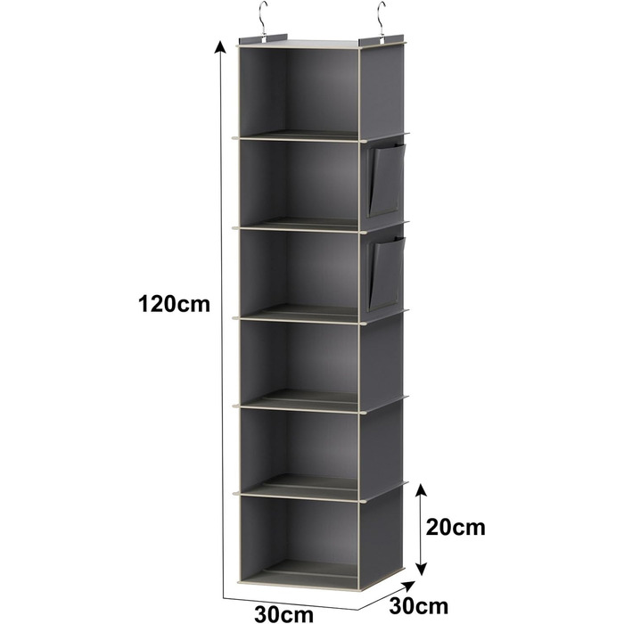 Органайзер для шафи Youdenova з 6 відділеннями, сірий. Міцний, з МДФ-панелями та бамбуковими опорами. Система організації простору в шафі.