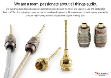 Nakamichi FanLock Excel Serie 24K позолочені бананові штекери 2 мм, 10-18 AWG, 4 мм, для акустичних систем, Hi-Fi аудіокабелів (16 шт - 8 пар)