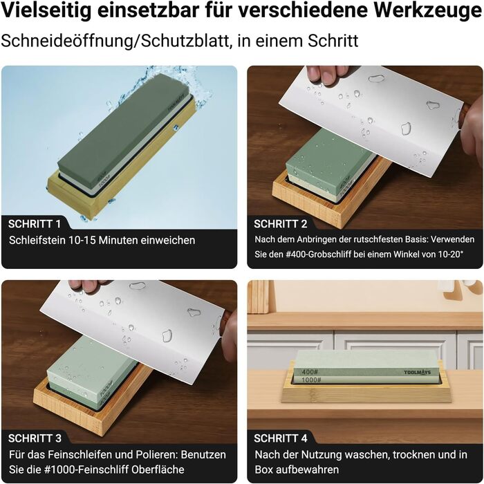 Набір для заточування ножів Schleifstein: 400/1000, з підставкою та кутовою насадкою