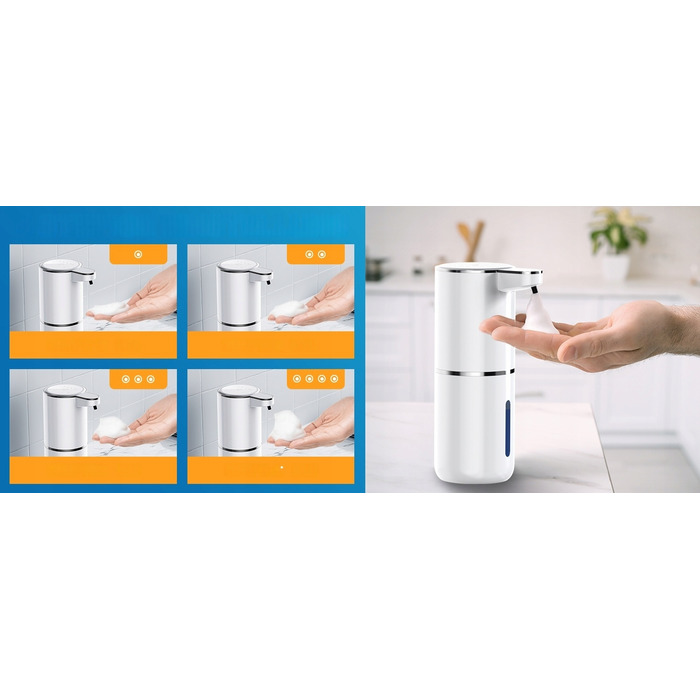 Безконтактний дозатор для мила Bedee, настільний, 380 мл, білий