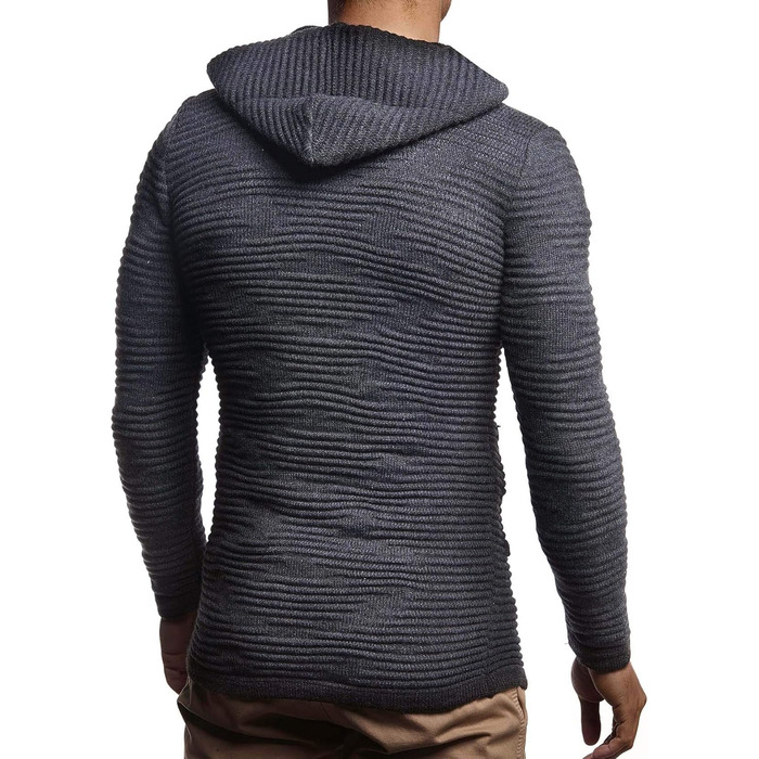 Чоловіча в'язана куртка Leif Nelson з капюшоном та блискавкою - чоловічий кардиган з м'якого трикотажу для зими, XL, антрацит